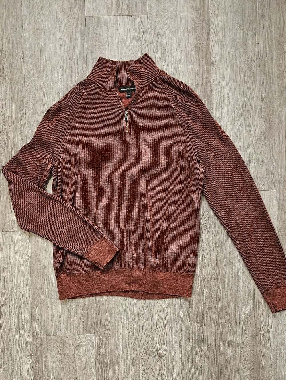 Banana Republic Men's Half-Zip Sweater - Rusty Brick Orange/Red